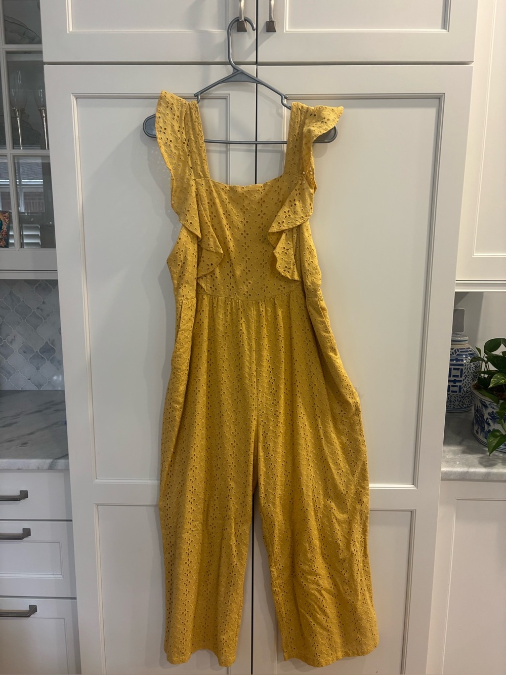 MINKPINK Mustard Eyelet Ruffle-Strap Jumpsuit